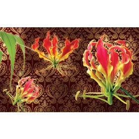 Red lilies poszter, fotótapéta, Vlies (104 x 70,5 cm)