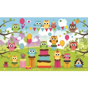 Színes baglyok poszter, fotótapéta, Vlies (104 x 70,5 cm)