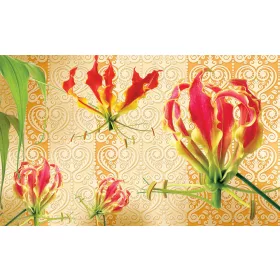 Red lilies poszter, fotótapéta, Vlies (104 x 70,5 cm)