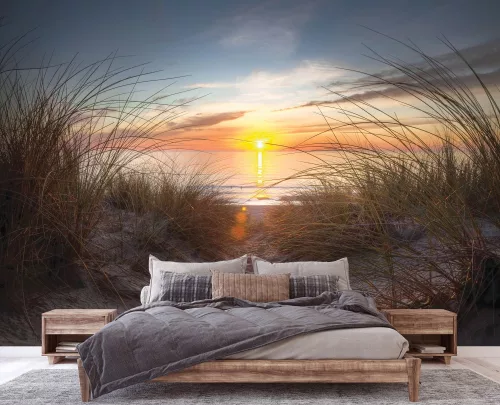 Naplemente a parton poszter, fotótapéta, Vlies (104 x 70,5 cm)