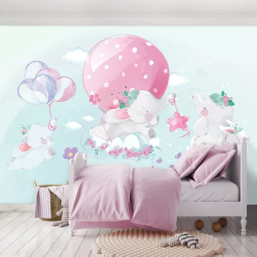 Kis elefántok poszter, fotótapéta, Vlies (104 x 70,5 cm)