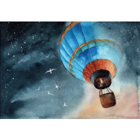 Hőlégballon poszter, fotótapéta, Vlies (104 x 70,5 cm)