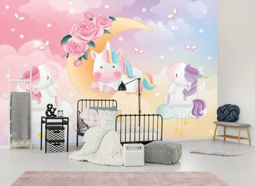 Egyszarvúk a Holdon poszter, fotótapéta, Vlies (104 x 70,5 cm)