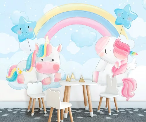 Egyszarvúk poszter, fotótapéta, Vlies (104 x 70,5 cm)