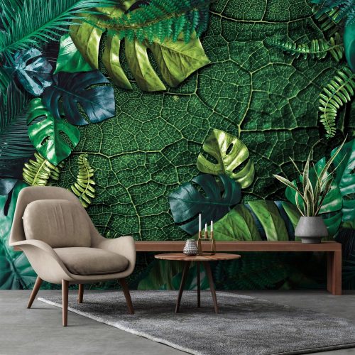 Zöld levelek poszter, fotótapéta, Vlies (104 x 70,5 cm)