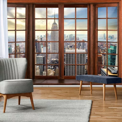 New Yorkra kilátás ablakból poszter, fotótapéta, Vlies (104 x 70,5 cm)