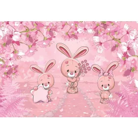   Rózsaszín nyuszik poszter, fotótapéta, Vlies (104 x 70,5 cm)