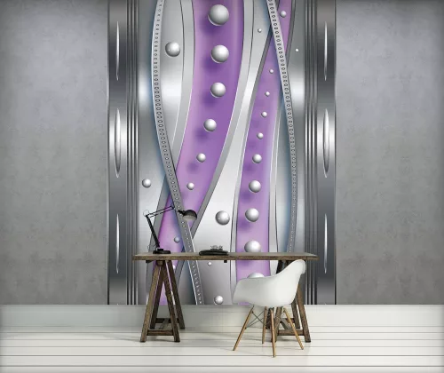 Ezüst golyók lilában poszter, fotótapéta, Vlies  (184x254 cm, álló)