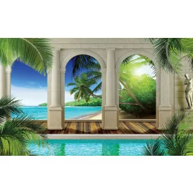   Kilátás a boltíven keresztül poszter, fotótapéta, Vlies (104 x 70,5 cm)