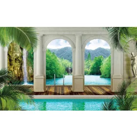   Kilátás boltíven keresztül poszter, fotótapéta, Vlies (104 x 70,5 cm)