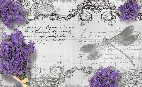 Levél levanderrel poszter, fotótapéta Vlies (254 x 184 cm)
