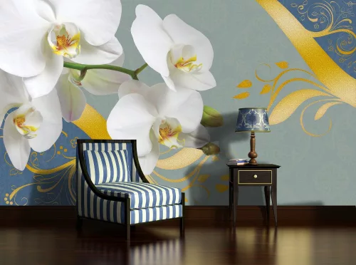 Virág minta poszter, fotótapéta, Vlies (104 x 70,5 cm)