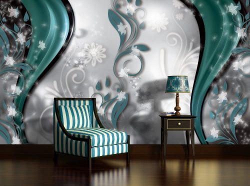 Virág minta poszter, fotótapéta, Vlies (104 x 70,5 cm)