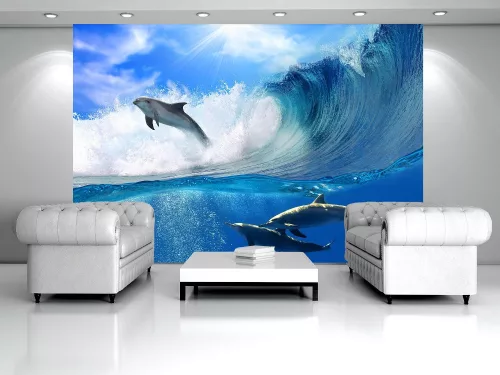 Delfinek poszter, fotótapéta Vlies (312 x 219 cm)