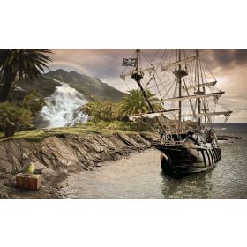   Kalózhajó minta poszter, fotótapéta, Vlies (104 x 70,5 cm)