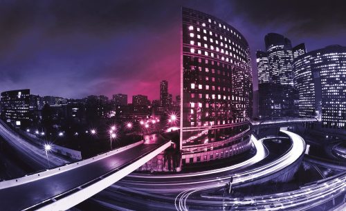 Night City Light poszter, fotótapéta Vlies (312 x 219 cm)