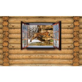   Ablak fatörzseken poszter, fotótapéta, Vlies (104 x 70,5 cm)