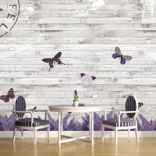 Lepkék a falon poszter, fotótapéta, Vlies (104 x 70,5 cm)