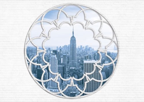 New York ablakból poszter, fotótapéta Vlies (208 x 146 cm)
