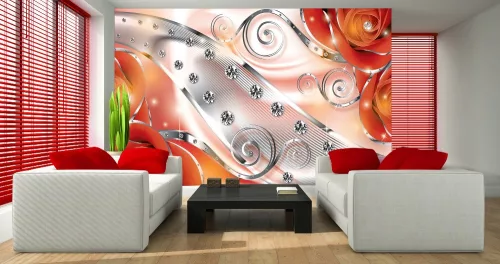 Virág minta poszter, fotótapéta Vlies (152,5 x 104 cm)