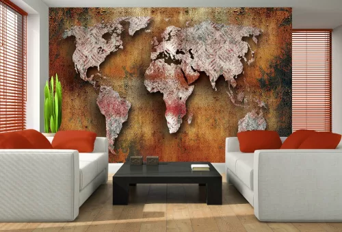 Világtérkép poszter, fotótapéta, Vlies (104 x 70,5 cm)