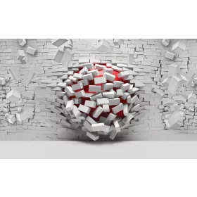   Kitörő téglafal  poszter, fotótapéta, Vlies (104 x 70,5 cm)