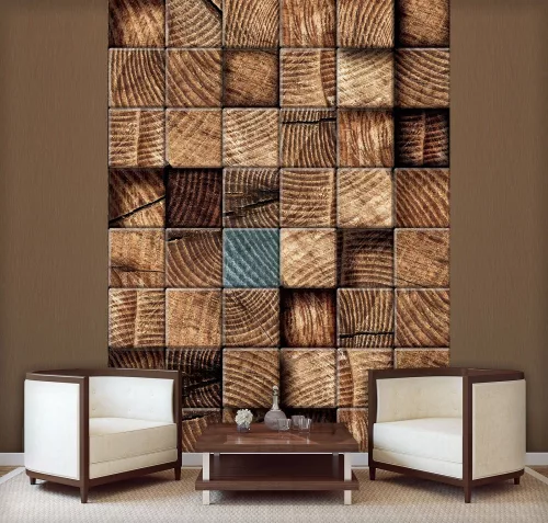 Fa hasábok poszter, fotótapéta, Vlies  (206x275 cm, álló)