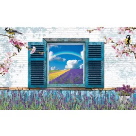 Virágos ablak  poszter, fotótapéta, Vlies (104 x 70,5 cm)