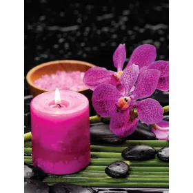   Gyertya és orchidea poszter, fotótapéta, Vlies  (184x254 cm, álló)