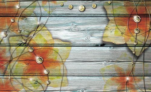 Virág minta poszter, fotótapéta Vlies (152,5 x 104 cm)