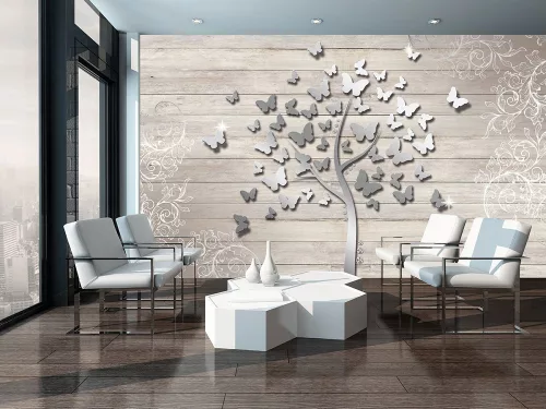 Pillangós fa  poszter, fotótapéta, Vlies (104 x 70,5 cm)