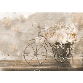   Virágok biciklin  poszter, fotótapéta, Vlies (104 x 70,5 cm)
