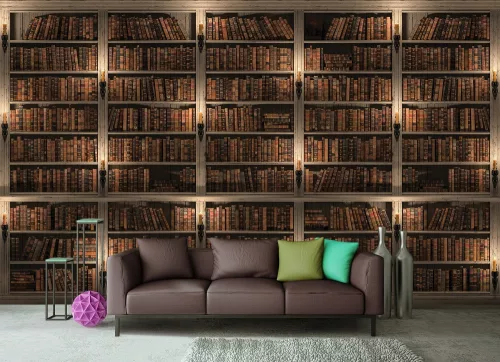 Könyvespolc  poszter, fotótapéta, Vlies (104 x 70,5 cm)
