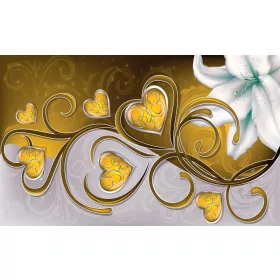   Liliom és szívek poszter, fotótapéta, Vlies (104 x 70,5 cm)