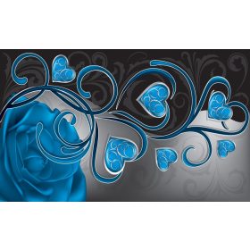   Rózsa és szívek poszter, fotótapéta, Vlies (104 x 70,5 cm)