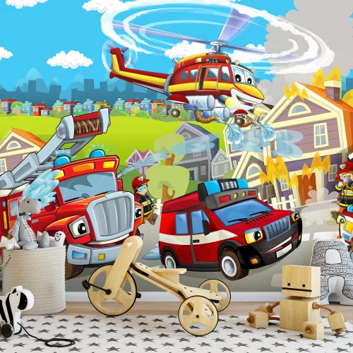 Tűzoltóautó poszter, fotótapéta, Vlies (104 x 70,5 cm)