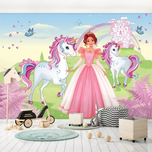Hercegnő és az egyszarvú poszter, fotótapéta, Vlies (104 x 70,5 cm)