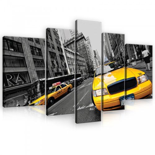 Vászonkép, 5 darabos, New York Taxi 170x100 cm méretben