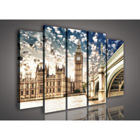 Vászonkép, 5 darabos Big Ben 150x100 cm méretben