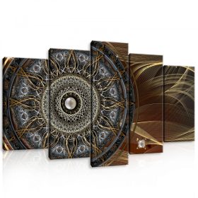   Vászonkép 5 darabos Mandala motívum háttér mintával 100x60 cm méretben