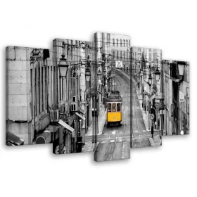   Vászonkép 5 darabos Városkép villamossal 100x60 cm méretben
