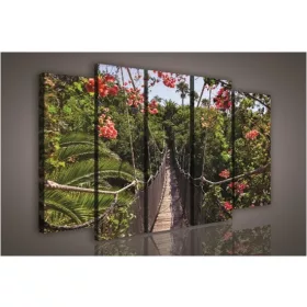   Vászonkép, 5 darabos Híd a dzsungelben 150x100 cm méretben