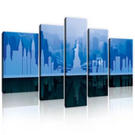   Vászonkép, 5 darabos, New York kékben 170x100 cm méretben
