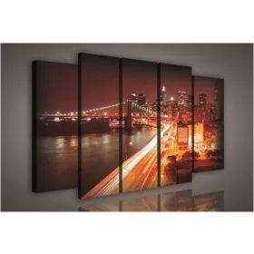   Vászonkép, 5 darabos New York éjszaka 150x100 cm méretben