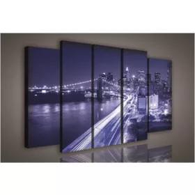   Vászonkép, 5 darabos New York éjszaka 150x100 cm méretben