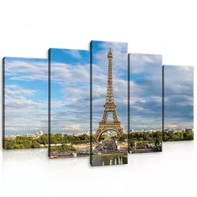   Vászonkép 5 darabos, Párizs, Eiffel torony  100x60 cm méretben