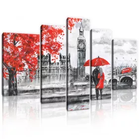   Vászonkép, 5 darabos, Szerelmes pár Londonban 170x100 cm méretben