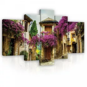   Vászonkép, 5 darabos, Mediterrán utcakép 170x100 cm méretben