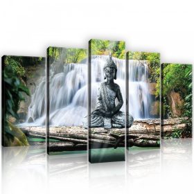   Vászonkép 5 darabos, Budha a vízesésnél 100x60 cm méretben