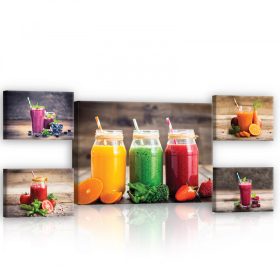   Vászonkép, 5 darabos Gyümölcsturmix variálható elrendezésben